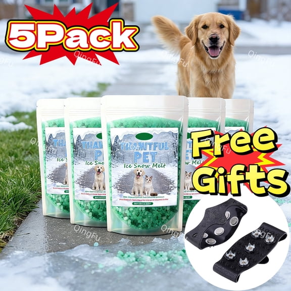 5PCS Petsafe Ice Melt, Pet Friendly Ice Melt, Sidewalk Salt for Ice, Safetys of Concrete Friendly Snow Melting Gods, Gentle on Pets and Plants, Efficient Snow Melting Pellets for Home Use