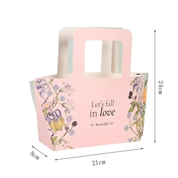 FWSA Wraps 5PCS Pink Flower Gift Bag Tote Bag Flower Arrangement Box .Gift Packaging Craft Paper Bag for Florist Wedding Party Birthdays