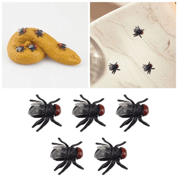 5PCS Plastic Mini Plastic Fly Joke Toys Realistic Little Toys For Joke Tricking People Halloween Party Supplies Prank Props86715
