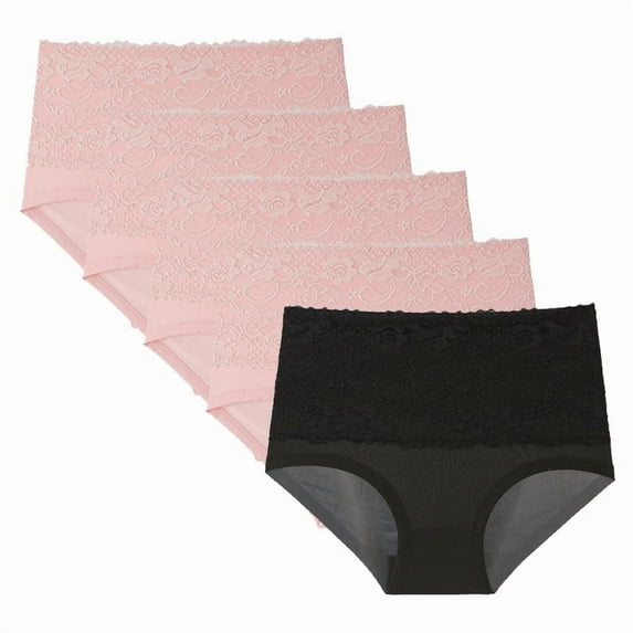5PCS Plus Size Panties for Women Seamless Full Coverage Summer Panties Lace Hollow Lightweight Womens Underwear Tummy Control Curvy Butt Lifting Panties