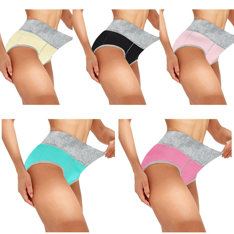 5pcs Seamless High Waist Brief, Simple Comfortable Solid Stretch