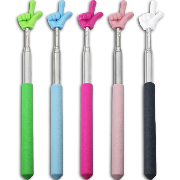 5PCS Pointer Stick For Classroom Multipurpose Teacher Pointer Stick, Extendable Classroom Pointer And Finger Pointer Stick, Engaging Colors Classroom Essentials For Effective Presentations