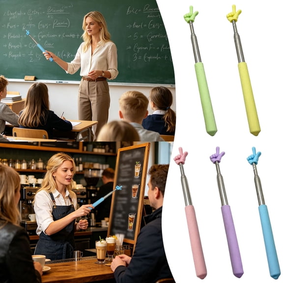 5PCS Pointer Stick for Classroom Multipurpose Teacher Pointer Stick, Extendable Classroom Pointer and Finger Pointer Stick, Engaging Colors for Effective Presentations