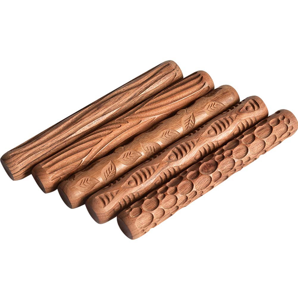 Polymer Clay Roller Pottery Tools Rolling Pin Wood Texture Roll