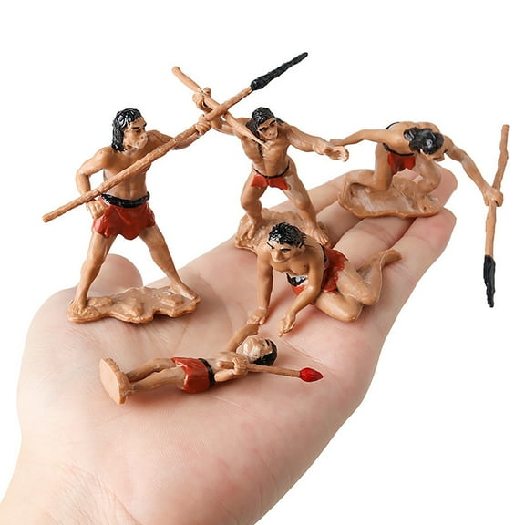 5PCS Primitive Man Statue Miniature Figurine Desktop Ornament Sandbox Decoration for Kids Boys 5PCS