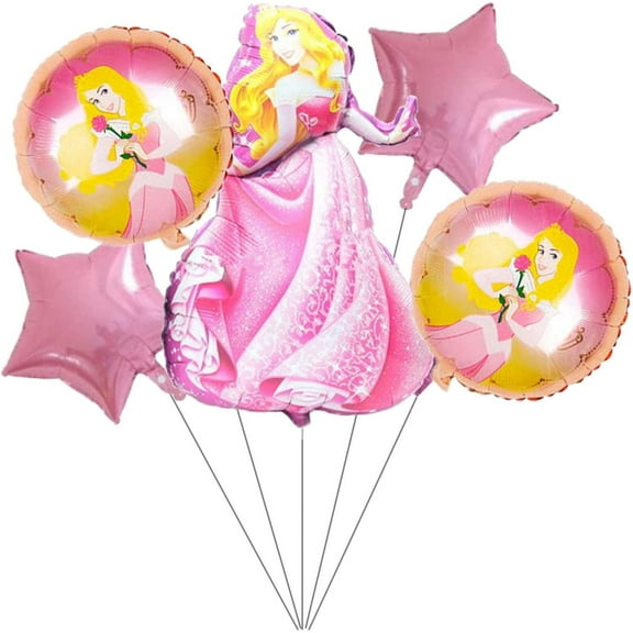 5PCS Princess Sleeping Beauty Balloons Kids Birthday Balloon Baby Shower Princess Themed Party Decorations
