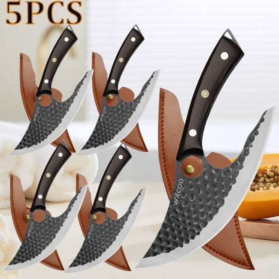 5PCS Professional Meat Cleaver Fish Knife Mini Knife Cheese Pizza Knives Kitchen Chef Knife Barbecue Knife Boning Knife Multipurpose Knife for Kitchen Convenience Stainless Steel