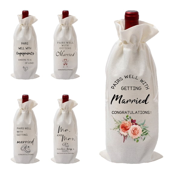5PCS Protective Wine Bottle Cover Cotton Linen Safe Transport Decorative Bottle Sleeve For Wedding and Gift Packaging