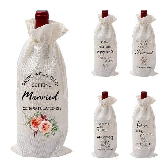 5PCS Protective Wine Bottle Cover Cotton Linen Safe Transport Decorative Bottle Sleeve For Wedding and Gift Packaging