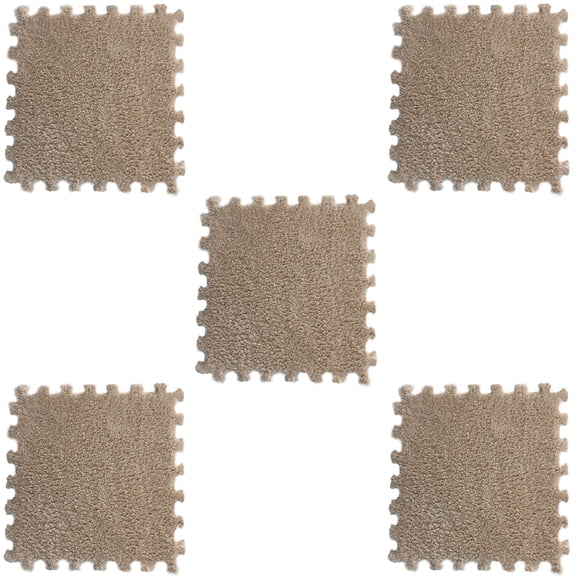 5PCS Puzzle Polyester Velvet Carpet Interlocking Floor Mat Soft, Soundproof Shockproof Heat Preservation Anti Slip Easy Assemble Design, Indoor Floor Fitness Play Area Home Decor Comfort Mat