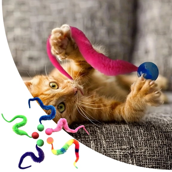 5PCS Rainbow Wand Cat Toys Set with Colorful Accessories Interactive Play for Indoor Cats