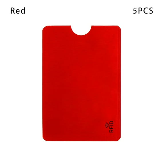 5PCS Reader Safety Protect Case Cover Bank Rfid Card Holder Aluminium Blocking Anti Thief RED 5PCS
