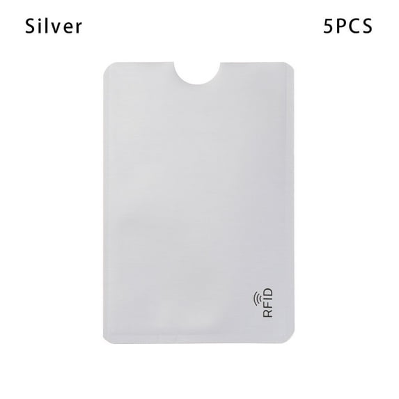 5PCS Reader Safety Protect Case Cover Bank Rfid Card Holder Aluminium Blocking Anti Thief SILVER 5PCS