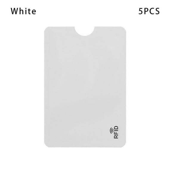 5PCS Reader Safety Protect Case Cover Bank Rfid Card Holder Aluminium Blocking Anti Thief WHITE 5PCS