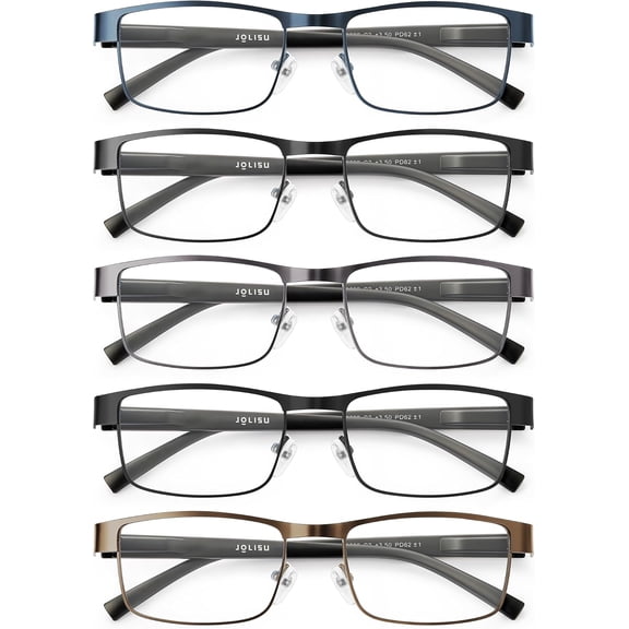 5PCS Reading Glasses Men - Blue Light Blocking Computer Metal Thin Frame Readers For Mens/Women1.50