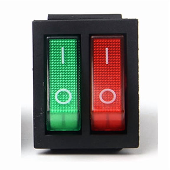 5PCS Red Green Double ON OFF Rocker switch 6 feet 2 gear Electric Oil heater illuminated button switch with light KCD8 16A 20A