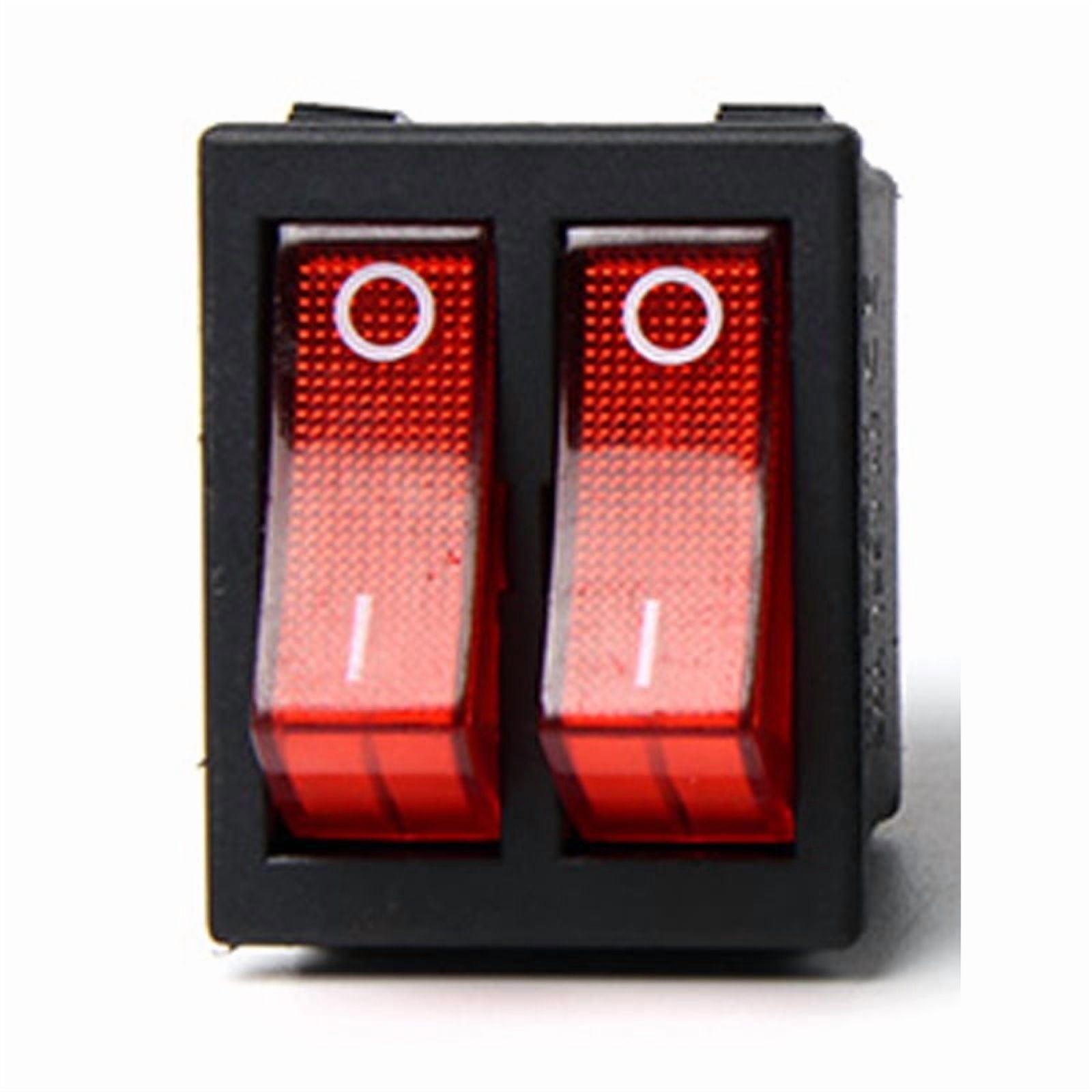 5PCS Red Green Double ON OFF Rocker switch 6 feet 2 gear Electric Oil heater illuminated button switch with light KCD8 16A 20A