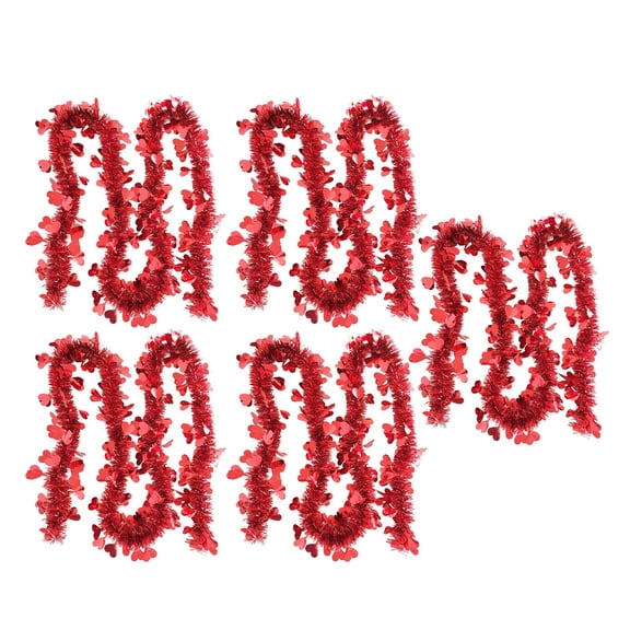 5PCS Red Tinsels Garland, Valentine's Day Garland for Wedding Party Holiday Valentines Day Decoration
