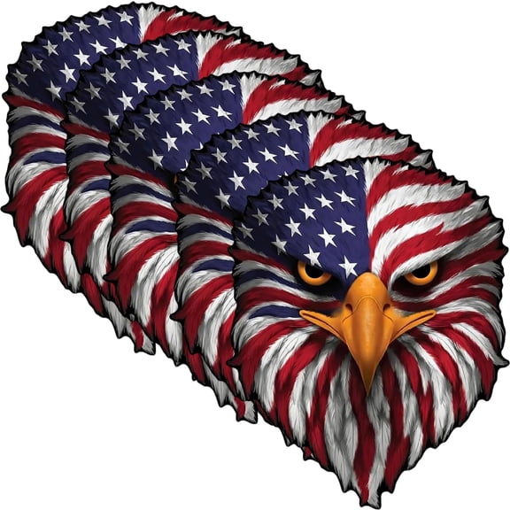 5PCS Reflective Eyes Eagle Decal,American Flag Patriotic Vinyl Bumper Stickers for Car Window,Waterproof Fade-Resistant USA Graphic Decor for Laptops, Coolers