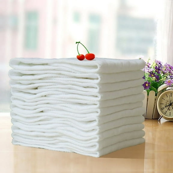 5PCS Reusable Baby Cloth Diapers, 3-Layer Full Cotton Washable Nappies (32x12cm/12.6x4.72in), Super Soft and Absorbent, Medium Size for 0-3Yrs, Breathable Leak-Proof, Soft for Newborn Sensitive Skin