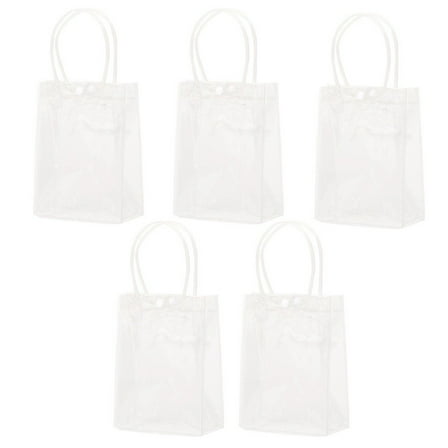 5PCS Reusable Clear PVC Plastic Tote Bag with Clear Handle Beautiful Gift Bag