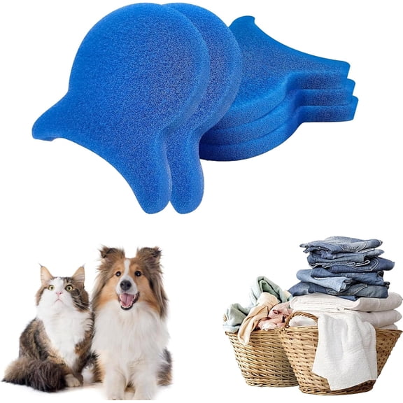 5PCS Reusable Laundry Pet Hair Remover, Blue Fish Tail - Dog & Cat Hair Catcher for Washing Machine & Dryer, Traps Fur, Lint, Dander from Clothes, Blankets, Pet Bedding