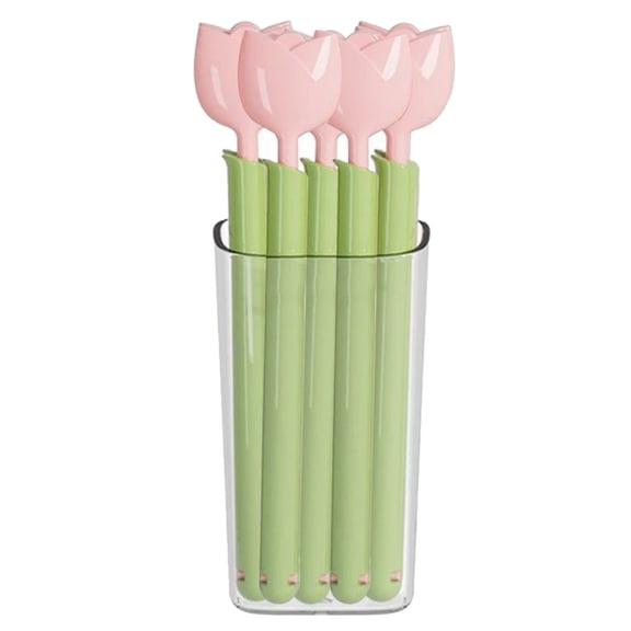 5PCS Reusable Tulip Shaped Bag Clips with Magnetic Box for Easy Kitchen Organization (pink)