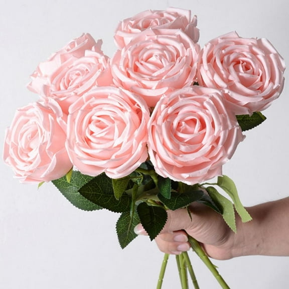 5PCS Rose Artificial Flower, Single Stem Fake Flowers Bridal Wedding Bouquet, Realistic Blossom Flora for Home Garden Party Hotel Office Decorations
