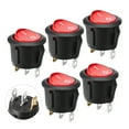 thumbnail image 1 of 5PCS Round Red Lamp 3 Pins SPST Boat Rocker Switch AC 250V/6A 125V/10A, 1 of 7