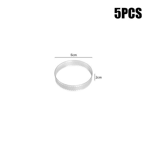 5PCS Round Stainless Steel Tart Rings Heat-Resistant Perforated Molds DIY Mousse Fruit Pie Tartlet Doughnut Mold Kitchen Tools