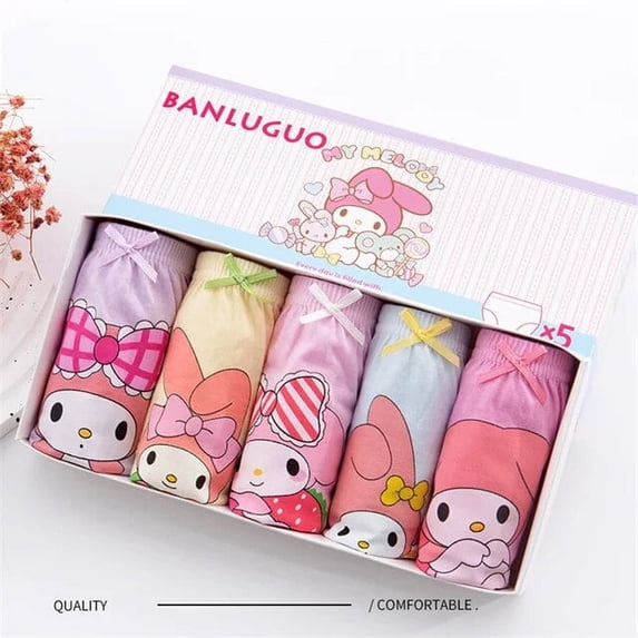 5PCS Sanrio Kuromi Children‘s Underwear Anime Cartoon Print Girls Cotton Briefs Kawaii Cute Baby Shorts Children Christmas Gift