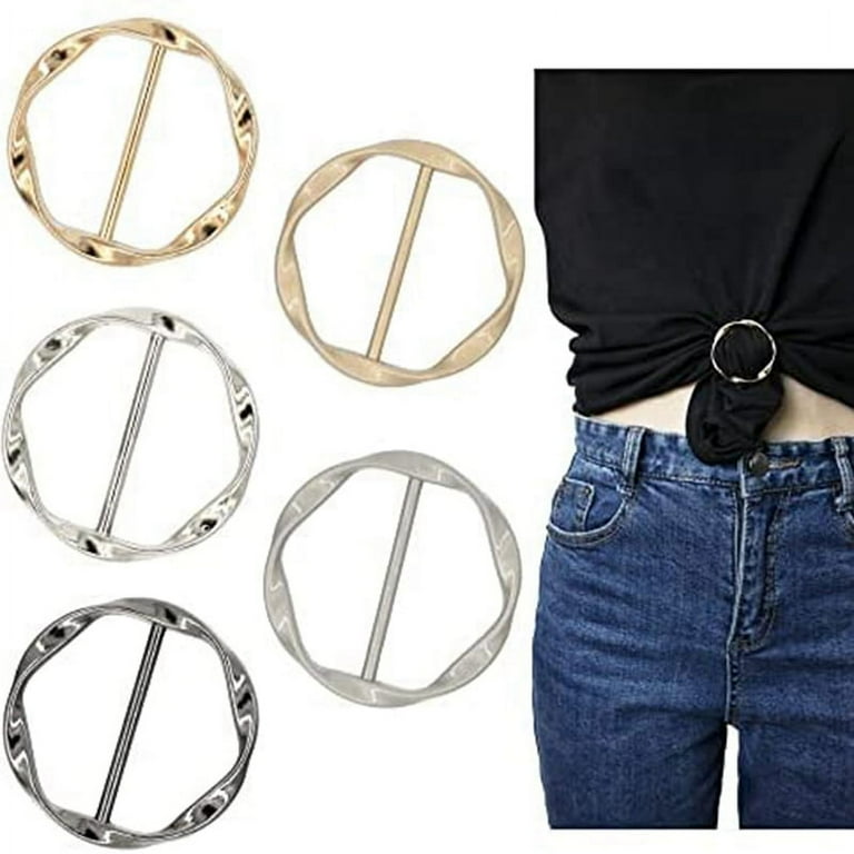 5pcs Black Scarf Ring Clip T-shirt Tie Clip Metal Round Buckle Clothing  Ring