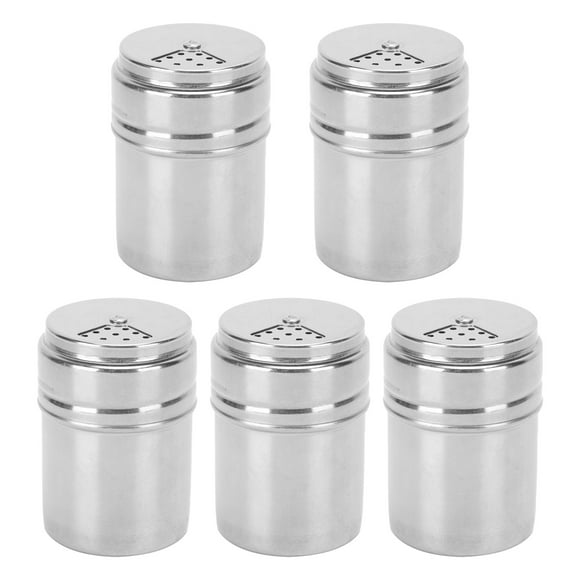 5PCS Seasoning Bottle Stainless Steel Spice Shaker with Rotating Cover Kitchen Gadget BBQ Tool Seasoning Bottle