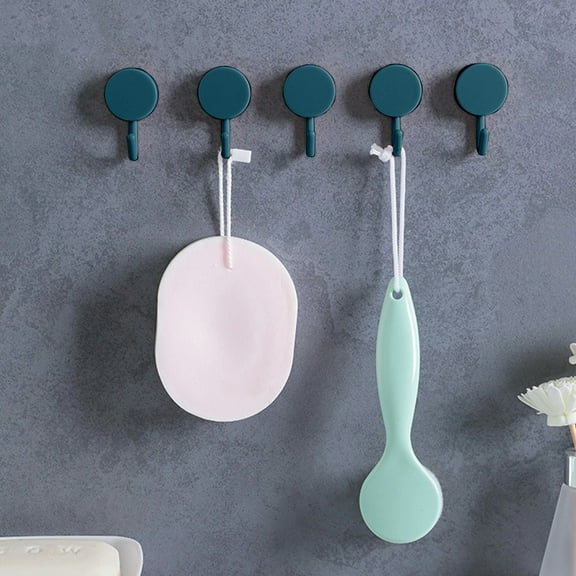 5PCS Self Adhesive Wall Hook Strong Without Drilling Coat Bag Bathroom Door Kitchen Towel Hanger Hooks Home Storage Accessories Hooks for Office,Refrigerator,Closets