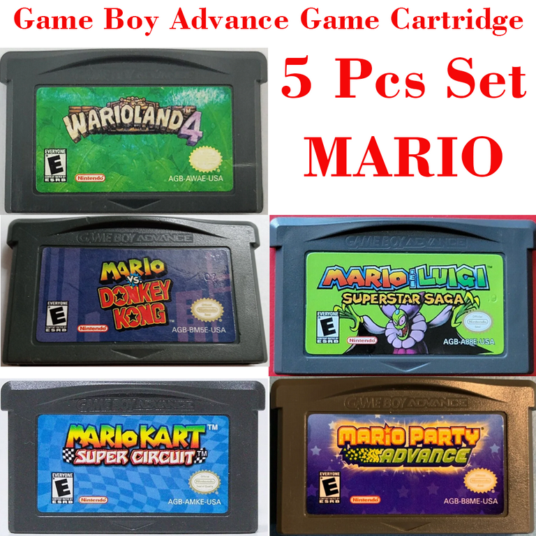 5PCS Set Mario Series Game Boy Advance Game Cartridge for
