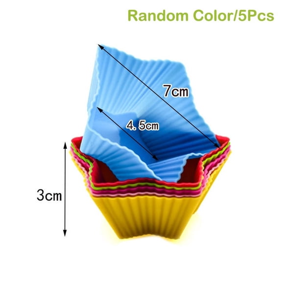 5PCS Silicone Mold Cupcake Cake Muffin Baking Bakeware Nonstick Heat Resistant Reusable Silicone CupCake Molds Baking Mold