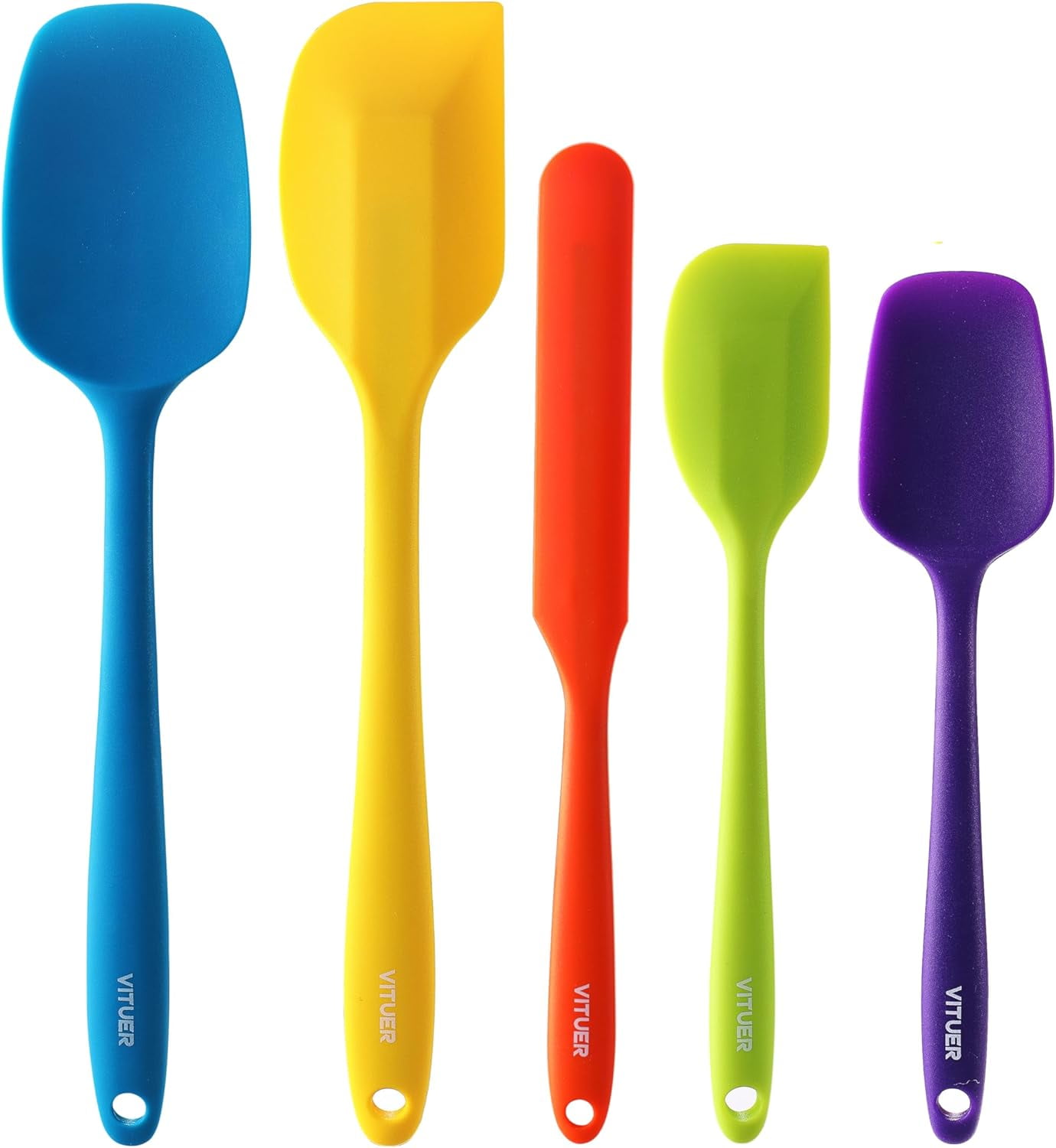 5PCS Silicone Rubber Spatula Set, Food Grade BPA-Free Spatulas for ...