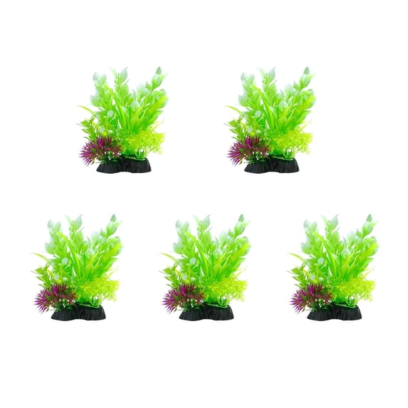 5PCS Simulation Water Grass Aquariums Decoration Green Plant with Base for Fishtanks Environment Enhancing Safe Hideouts