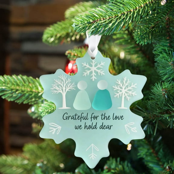 5PCS Snowflake-Shaped Sea Glass Friendship Decor - Timeless Friendship Heart Keepsake - Christmas Pendant for Christmas Tree Hanging Ornaments, Sea Glass Art for Best Friends C
