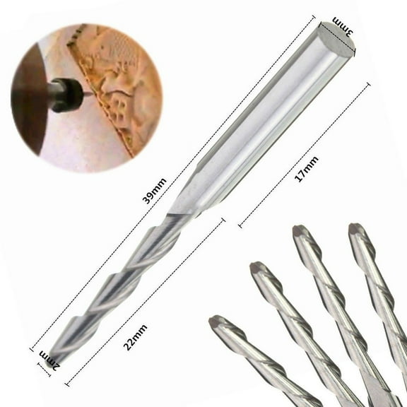 5PCS Solid Carbide 2mm Dia Spiral 2 Flutes Ball Nose End Mill CNC Engraving Bit