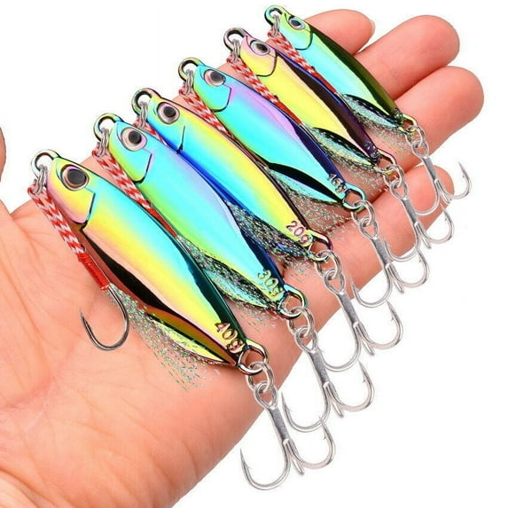 5PCS Spoon Metal Jigs Fishing Lures Electroplated 7-40g Mackerel Bass Bait