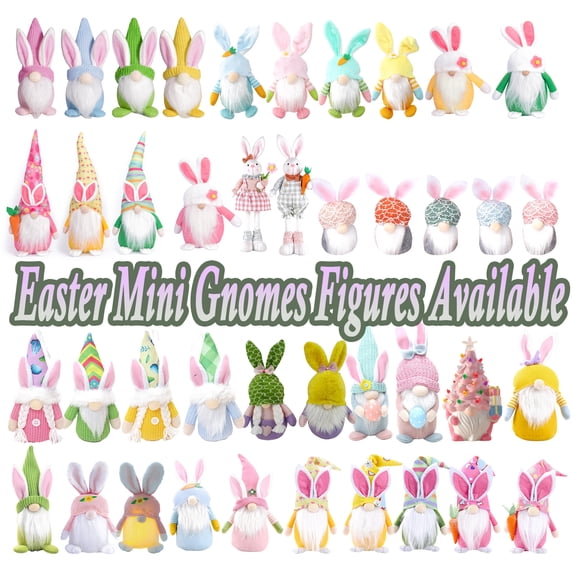 5PCS Spring Easter Bunny Gnome Figurines, Faceless Dwarf Plush Dolls for Home Decoration, Basket Stuffers, Table, and Room Display, Cute Holiday Seasonal Accent, HAODEJW, Green