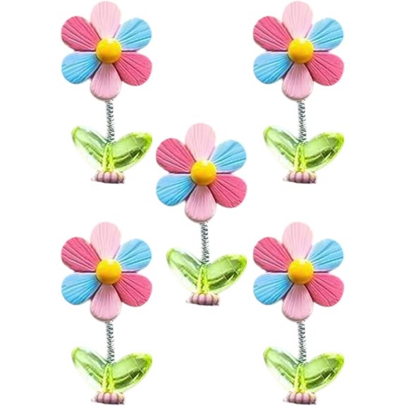 5PCS Spring Wobbly Flower Car Dashboard Ornament, Car Interior Decor Figurine,5Pcs