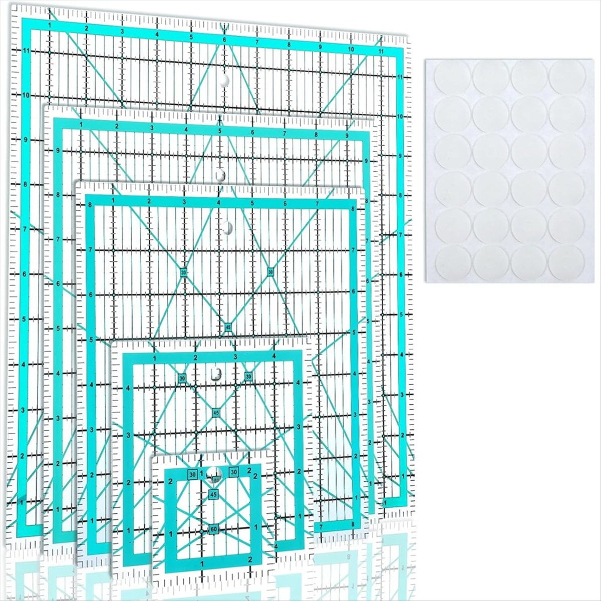 5PCS Square Quilting Rulers with Non-Slip Rings,Quilting Templates ...