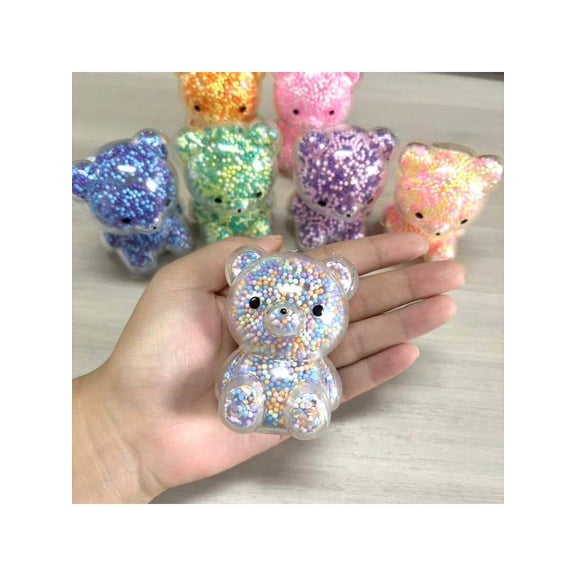 5PCS Squish Bear Balls Jumbo Mochi Squish Toys Fidget Stress Balls For Adults Cute Bear Stress Relief Ball Birthday Party Favors Random Style Color Perfect Valentine's Day Gift