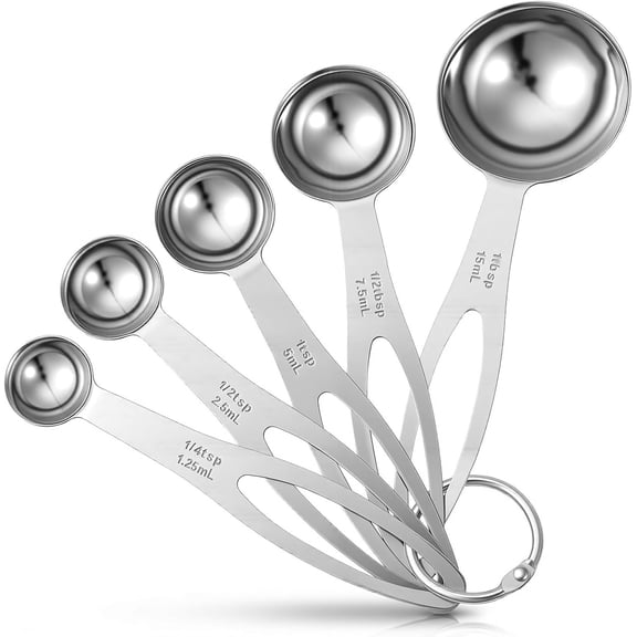 5PCS Stainless Steel Measuring Spoons Set 1/4 Tsp, 1/2 Tsp, 1 Tsp, 1/2 Tbsp, 1 Tbsp Table Spoons Measuring Spoon Measure Spoons Kitchen Gadgets for Cooking & Baking
