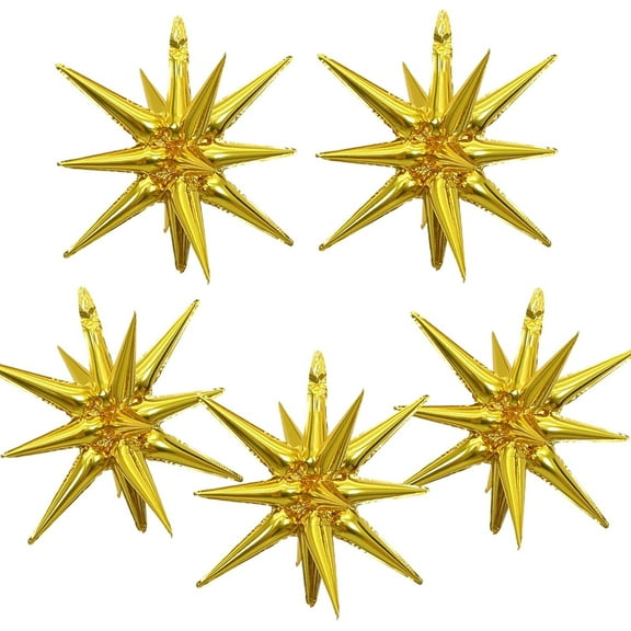 5PCS Starburst Balloons 4D Foil Star Explosion Balloon for Birthday/Party/Wedding Decoration (22 Inch )