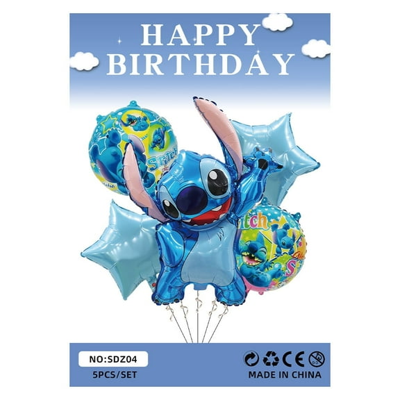 Experiment626 Foil Balloons 5PCS Set with String - Cartoon Birthday Party Decorations for Kids and Adults, Theme Celebration Supplies