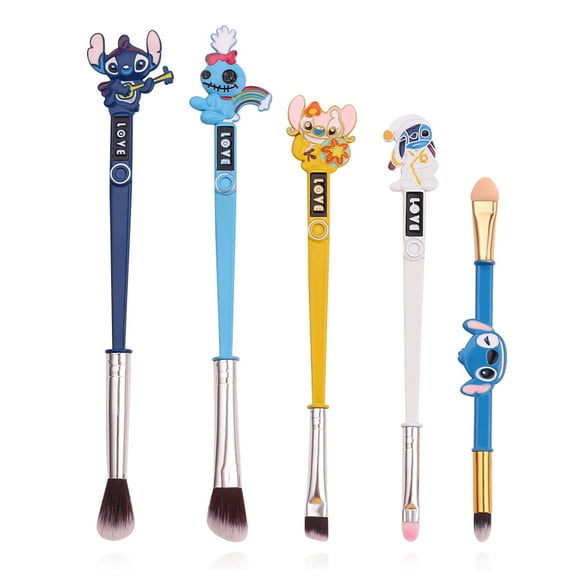 5PCS Stitch Makeup Brush Set - Interstellar Baby Cartoon Cosmetics Brushes Eyebrow Makeup Tools for Young Girl Women