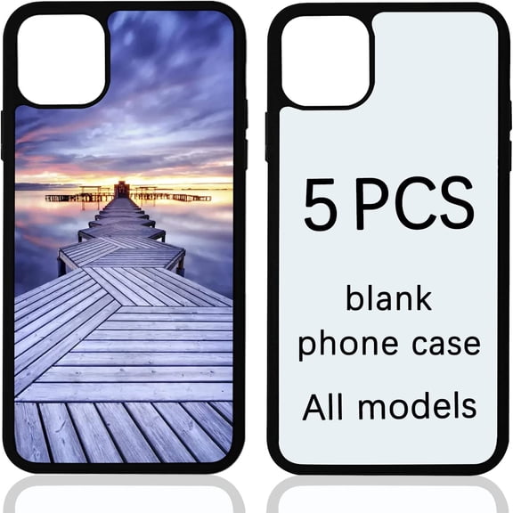5PCS Sublimation Phone Case Blanks Bulk Covers Compatible with iPhone 14, 6.1 Inch,Easy to Sublimate DIY Cell Basic Cases Soft Anti Slip (case for 14 * 5 Black)